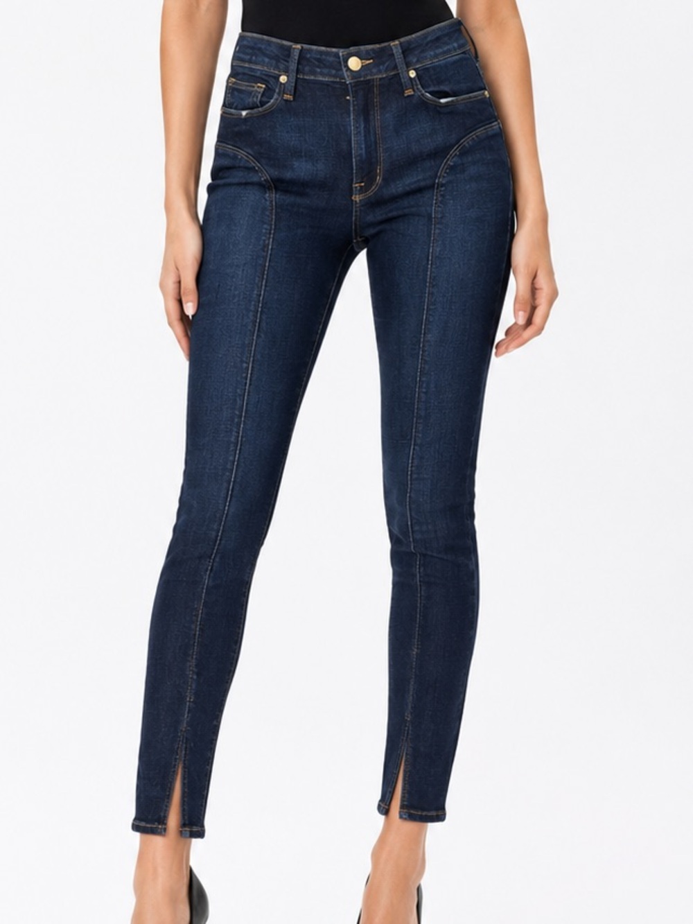 Good American Good Legs Jeans 4 Mid Rise Crop Skinny Dark Wash